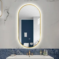 smart oval no fog bathroom mirror light unbreakable frame gold bathroom mirror aesthetic custom espejo pared bathroom fixtures