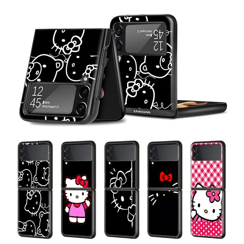 

Cover Case for Samsung Galaxy Z Flip Flip3 5G Shell Bag Style Phone Trend Thin Fashion Cell Funda Hard Japan Hello Kitty Kawaii