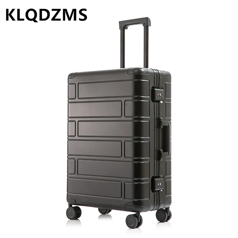 KLQDZMS Large Capacity  Rolling Luggage Female Trolley Suitcase Boarding Case Male 100% All Aluminum Magnesium Alloy Luggage Bag