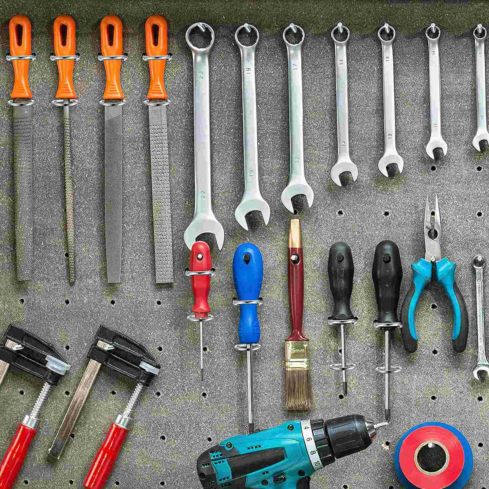 

20 Pcs Peg Board Hook Pegboard Holders Hand Screwdrivers Pegs Electric Organizers Heavy Double-ring Racks Garage accessories