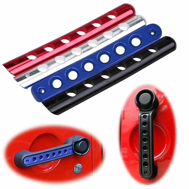 

POSSBAY Door Handle Inserts Front Rear Aluminum Grab Handle Cover Trim Silver/Red/Blue/Black for Jeep Wrangler 2007-2017