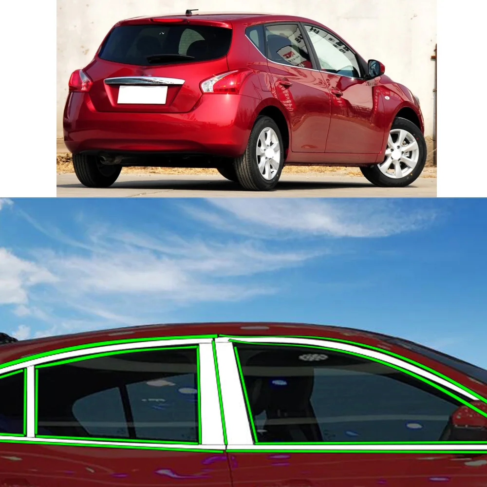 

Car Sticker Stainless Steel Garnish Pillar Window Middle Strip Trim Frame Hoods For Nissan TIIDA 2011-2015