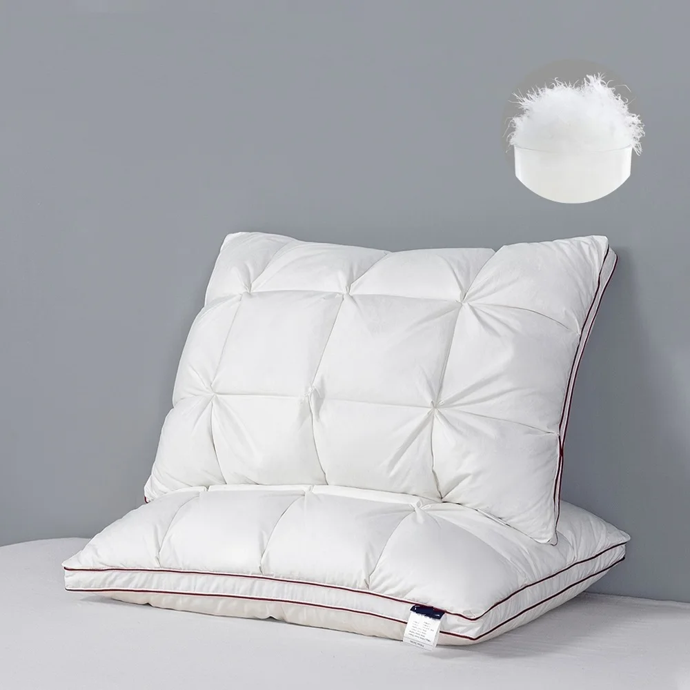 

3D Bread White Goose Down Pillows for Sleeping Filled with 100% Goose Down Bed Pillows King Queen Size Pillow