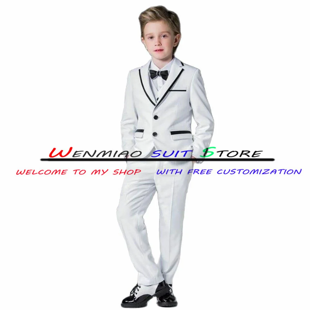 White Boys Suit Wedding Tuxedo Three Piece Formal Blazer Pants Vest Party Jacket Suit 3-16 Years Kids Custom Suit enlarge