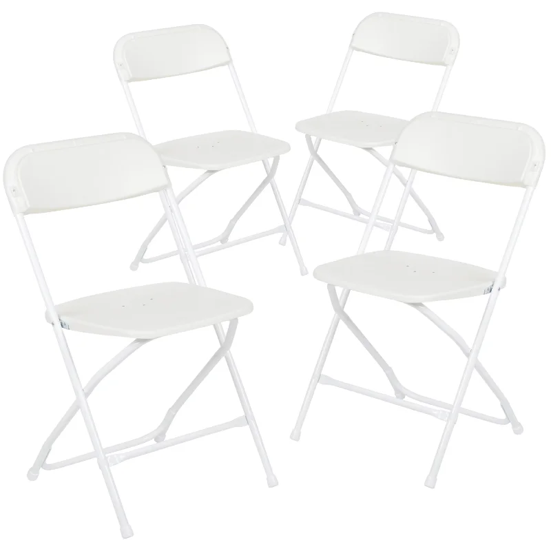 

Геркулес™Серия пластиковых складных стульев, белый цвет, 4 упаковки, вес 650 фунтов, удобный стул для событий, легкий складной стул