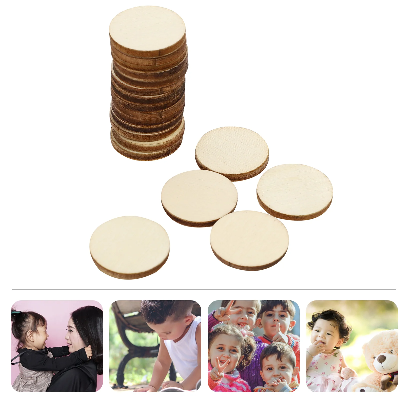 

Wood Wooden Slices Discs Round Cutouts Circle Diy Chip Pieces Craft Blank Mini Embellishments Ornaments Props Square Slabs