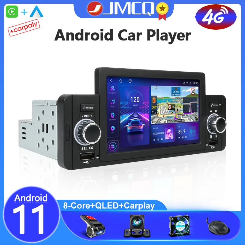 JMCQ 1 Din Android 10 auto Car Radio GPS Navigation 7 inch IPS screen Multimedia Player 4G WIFI Audio Video MP5 Bluetooth Stereo