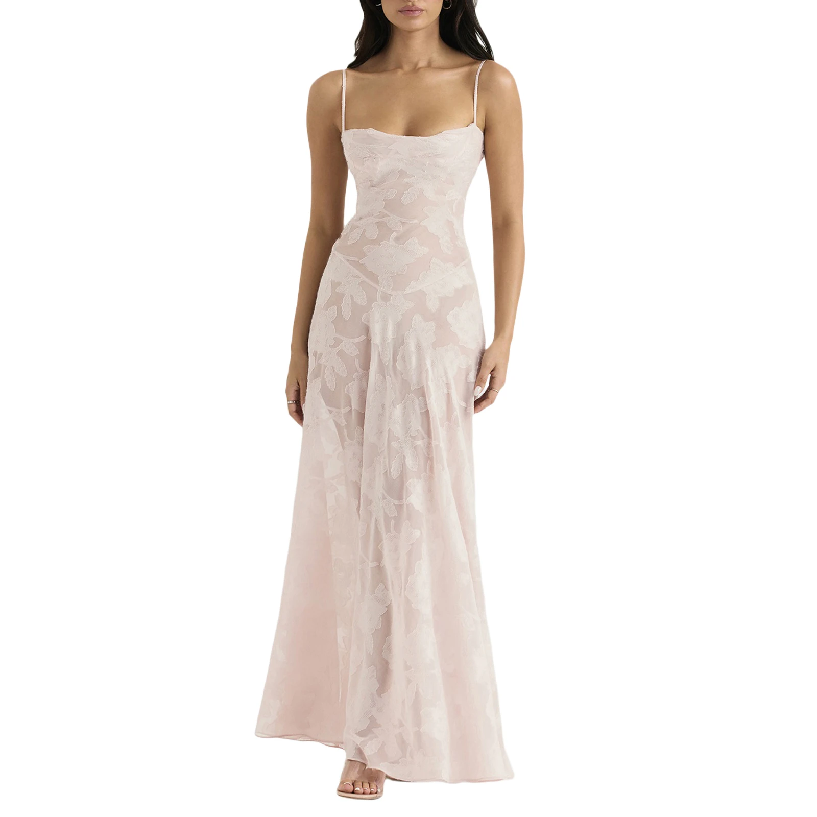 

Женское длинное платье hirigin Y2K на бретелях-спагетти с цветочным рисунком, Кружевное платье макси без рукавов с низким вырезом на спине, вечернее платье