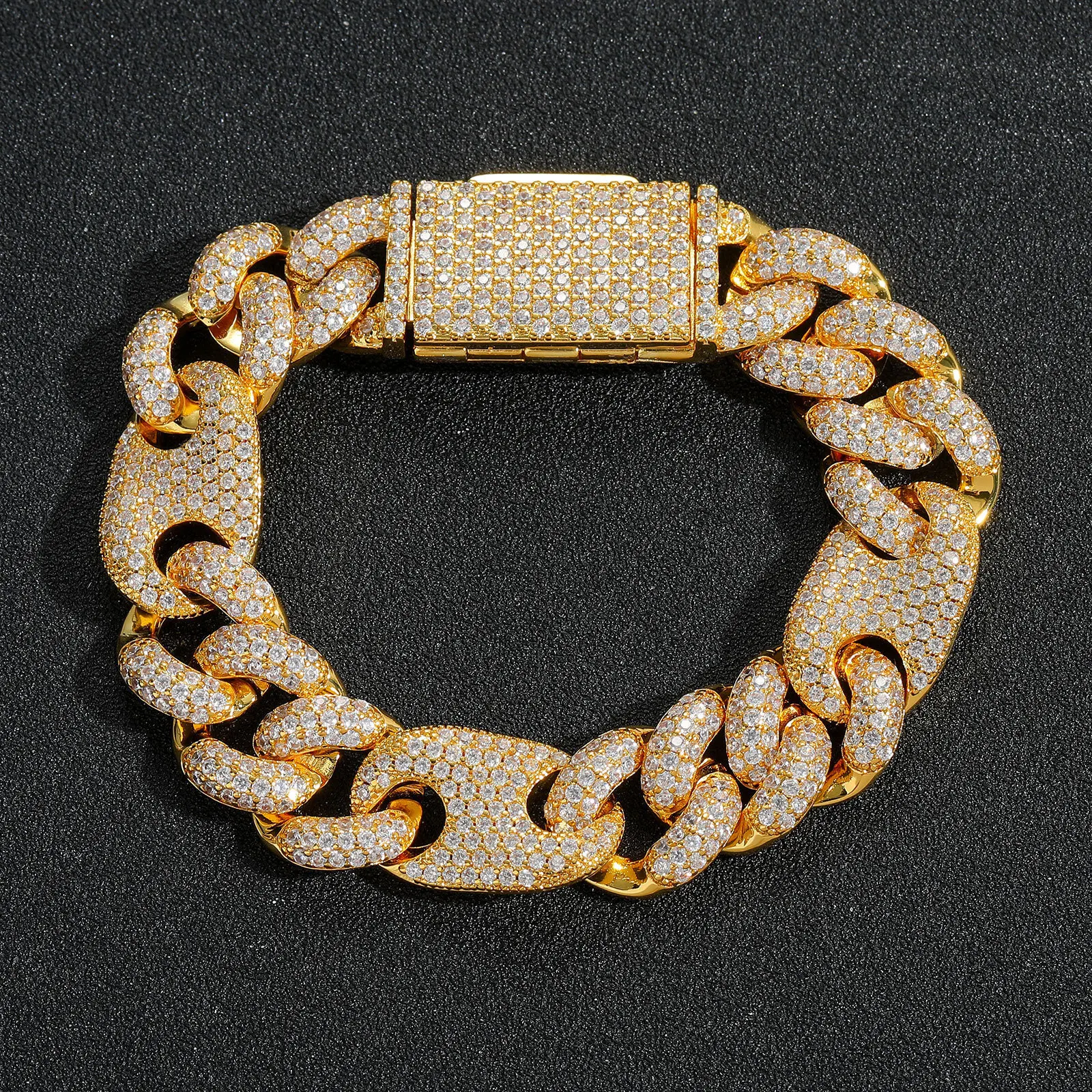 Хип-хоп 15 мм кубинская цепочка-колье со льдом ожерелье из белого золота с