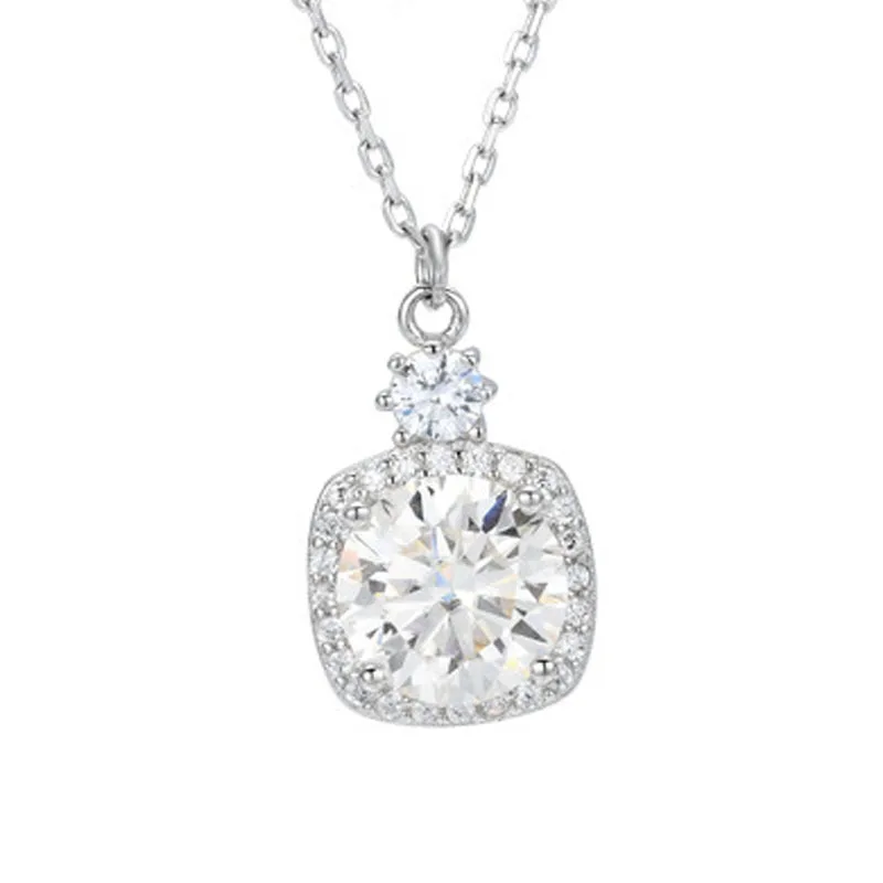

With Credentials S925 Sterling Silver 1ct Mosan Diamond Pendant Necklace for Women Wedding Jewelry Accessories Girlfriend Gift