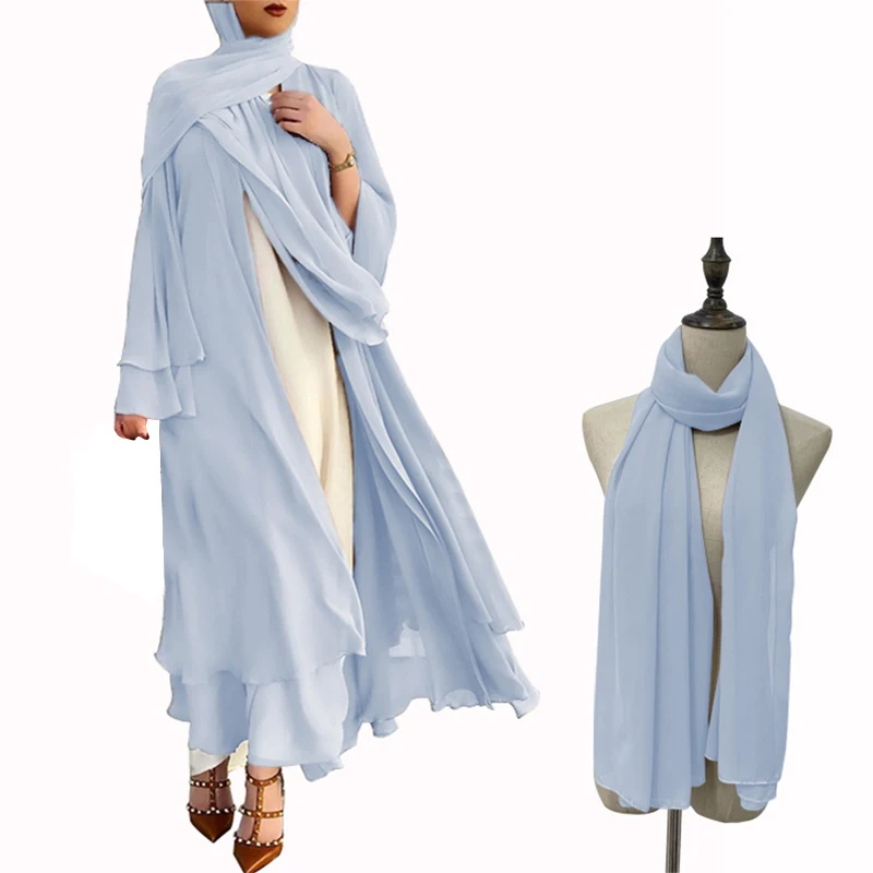 Abaya Kimono Dubai Kaftan Muslim Cardigan Abayas Dresses Women Muslim Maxi Chiffon Dress Robe Turkey Islam Clothes
