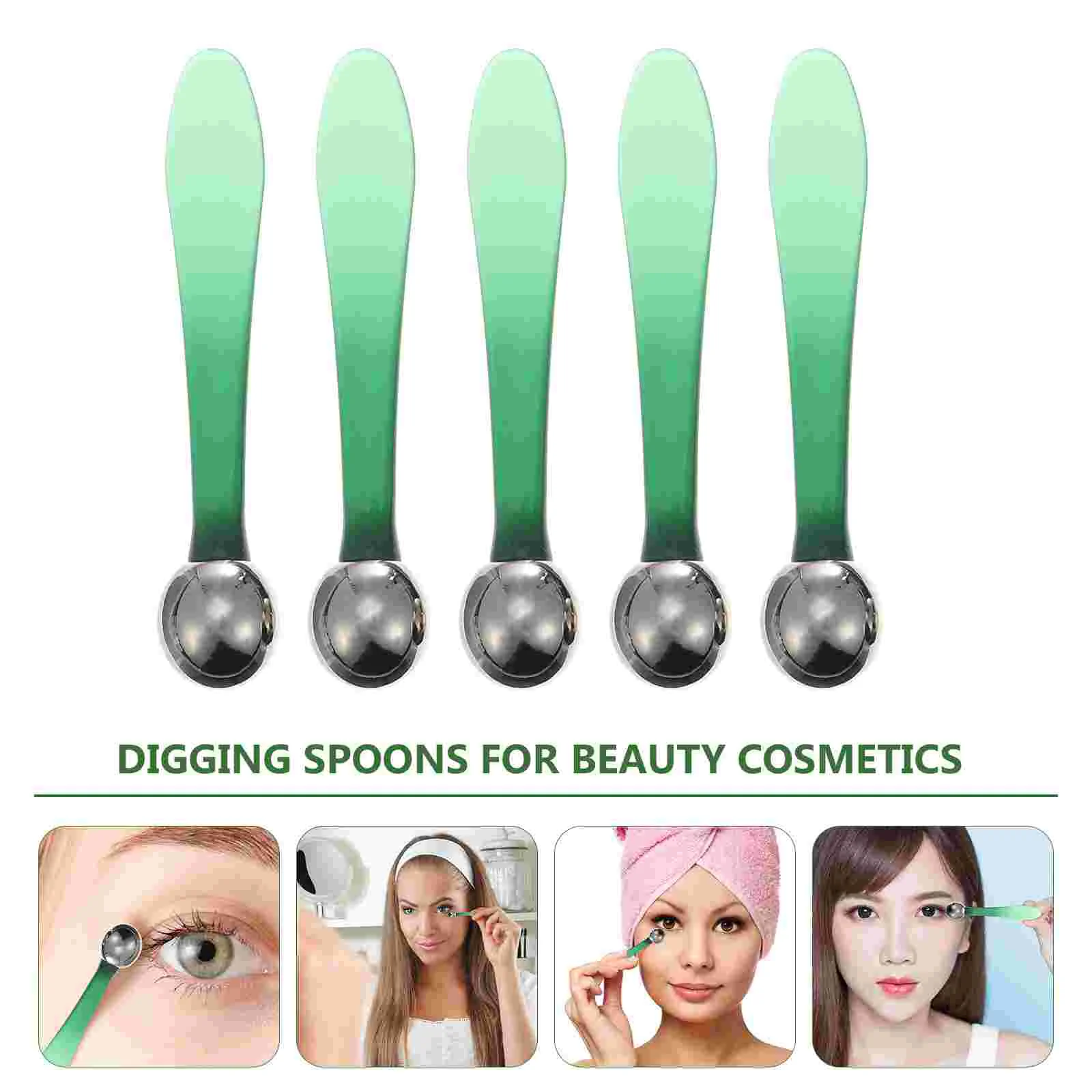 

Eyetoolmetal Cream Spatula Stick Applicator Roller Wand Makeup Facial Skincare Tools Bags Remover