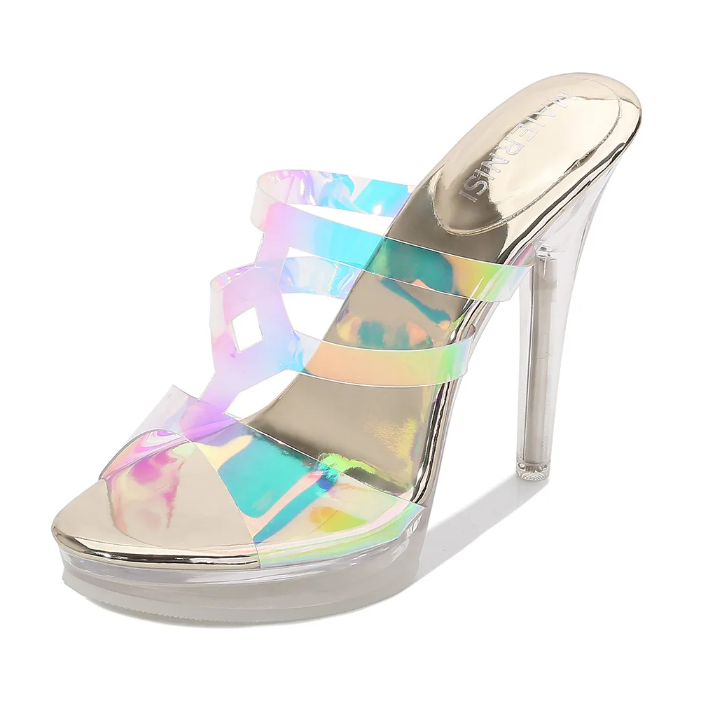 

2022 летние модные разноцветные открытые туфли на высоком каблуке, повседневные прозрачные женские сандалии с открытым носком