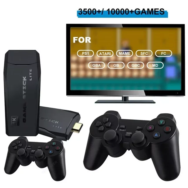 Game Stick 4K  Video Game Console 64G 10000 Games For PS1/FC/GBA  Wireless Controller Retro  Handheld Game Player 3