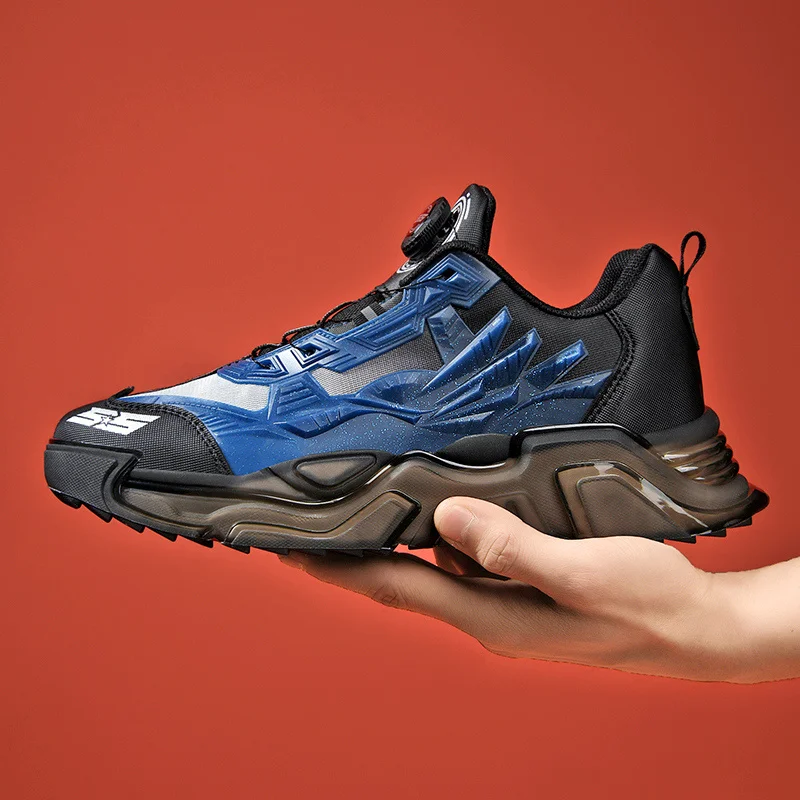 

Transformers Shoes Men's Chunky Sneakers Spring Rotating Button Running Shoes Men Reflective Street Sport Shoes Male Footwear
