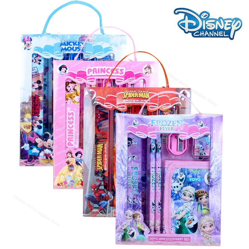 Disney Frozen Spiderman Mickey Mouse Stationery Set Children's Cute Cartoon School Supplies Anime Children Birthday Party Gifts