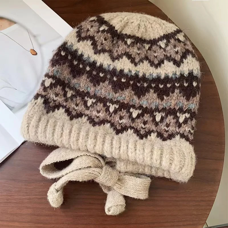 Зимняя шапка-бомбер унисекс XIADAILA вязаная шерстяная шапка с защитой ушей в