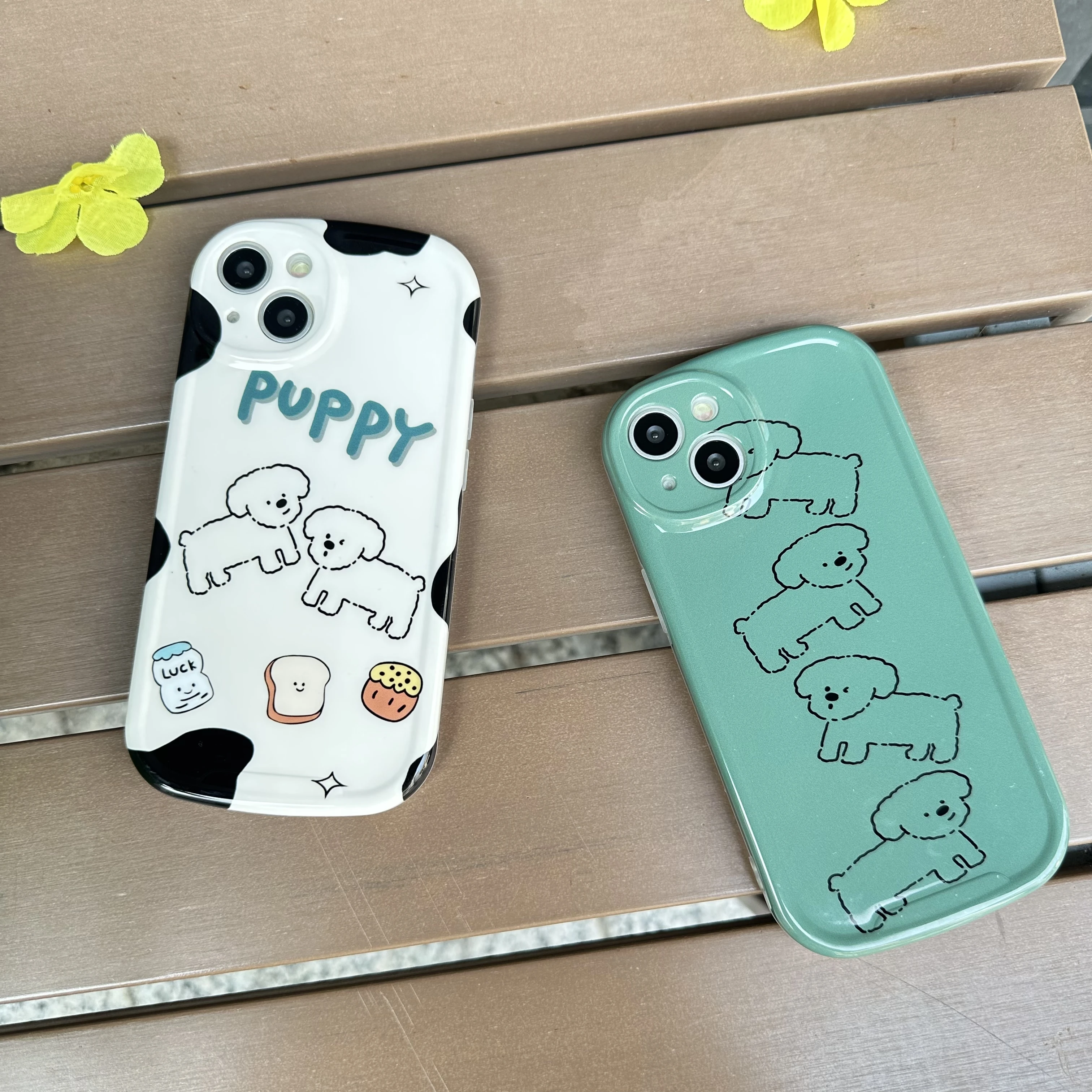 

Line puppy phone case for Iphone14Promax cute iPhone13promax cartoon cute 12Promax white green Apple 11Promax refreshing phone