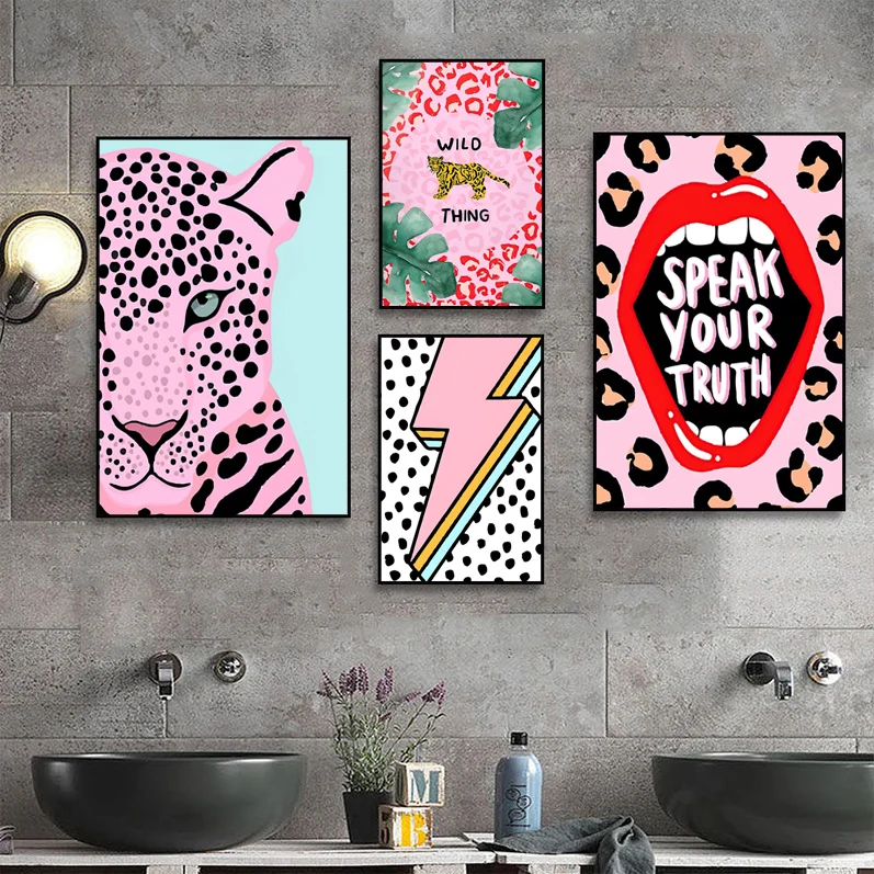 

Wild Leopard Tiger Vase Flower Rainbow Classic Anime Poster Whitepaper Sticker DIY Room Bar Cafe Stickers Wall Painting