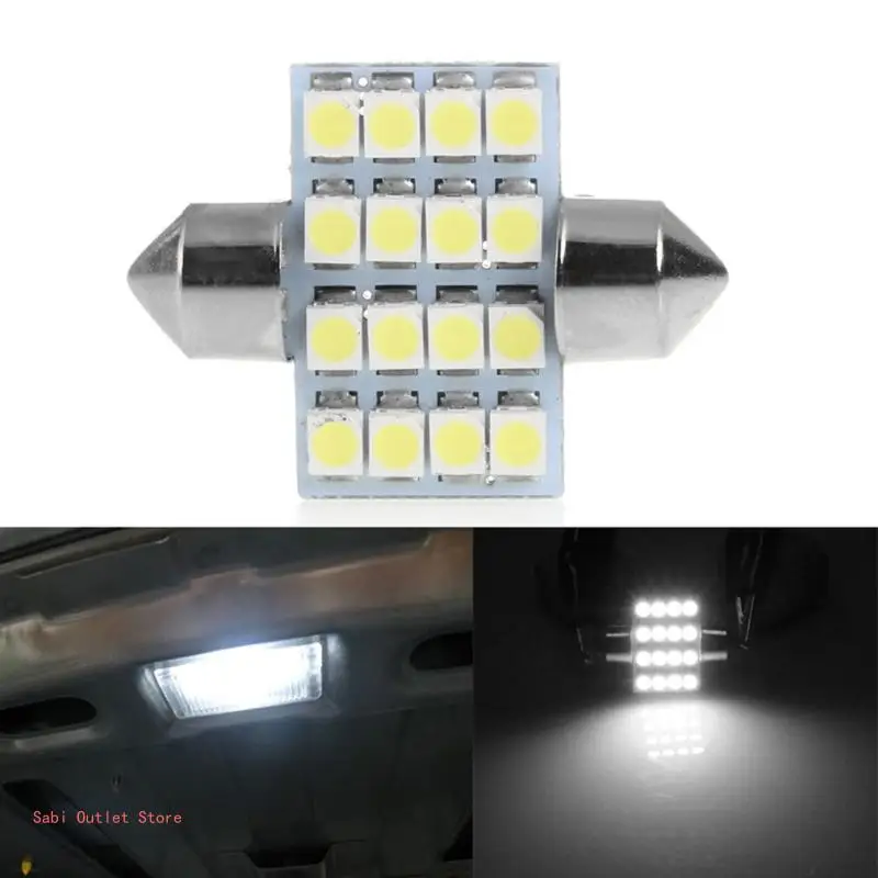 1шт 31 мм 3528 16SMD Автомобильный светодиодный купольный гирлянда с двойным