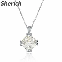 Sherich Princess Square Ice Flower Cut 11 Carat High Carbon Diamond S925 Sterling Silver Pendant Necklace Women's Brand Jewelry
