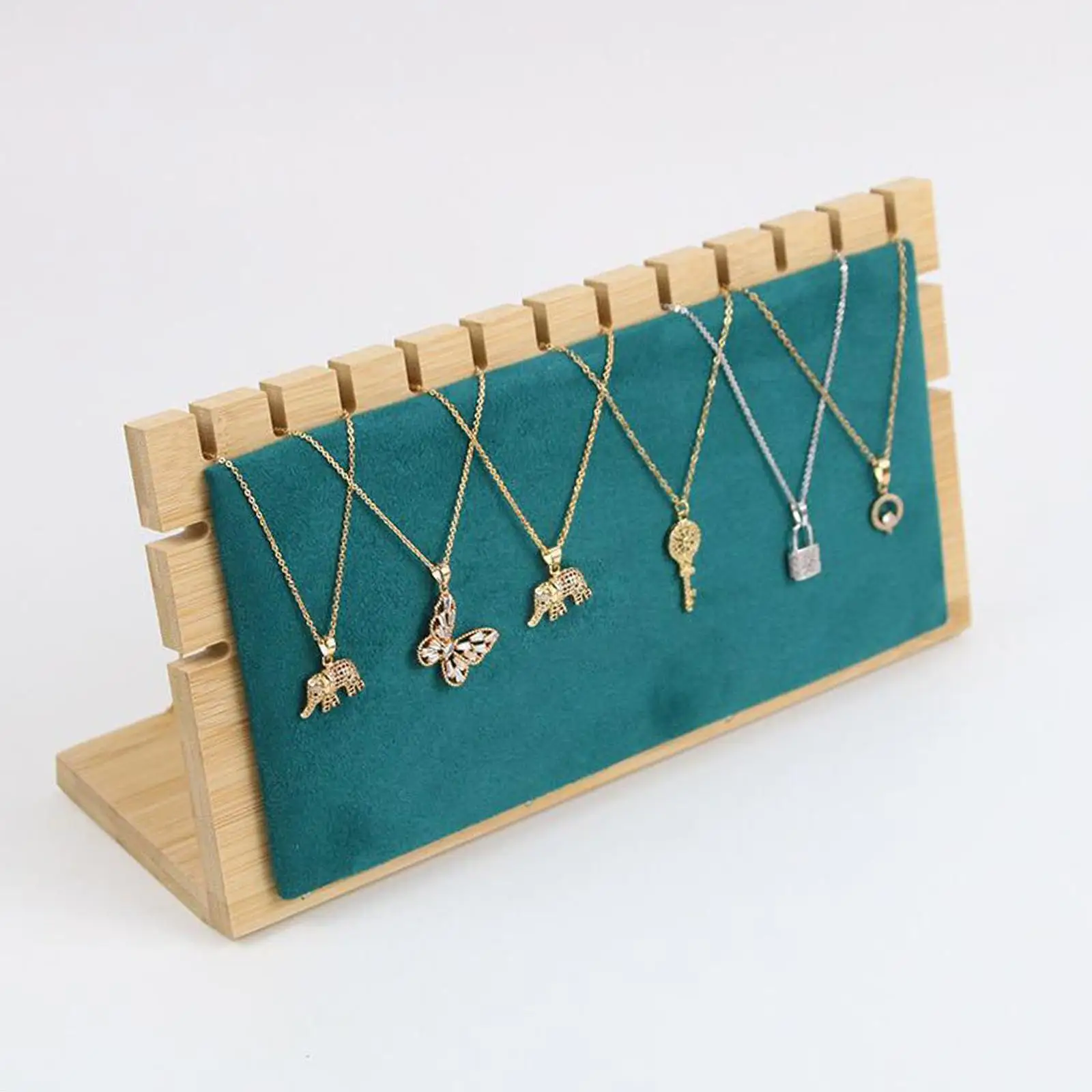 

Solid Wood Jewelry Display Stand Showcase Free Standing Rack Elegant Stylish for Long Chain Bracelets Pendant Storage Handing