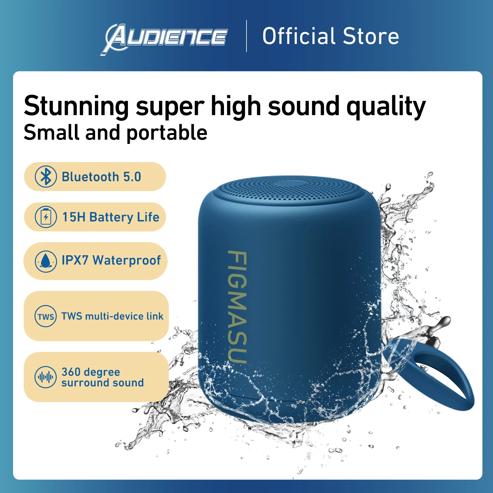

Портативная Bluetooth-Колонка s, Беспроводная колонка черного цвета с объемным звуком HD 360, уличная Водонепроницаемая мини-Колонка IPX5 для путеше...