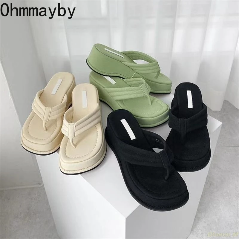 

Summer Platform Women Slippers Clip Toe Slip On Shoes Ladies Casaul Wedges Female Outside Party Slides White sandalias mujer