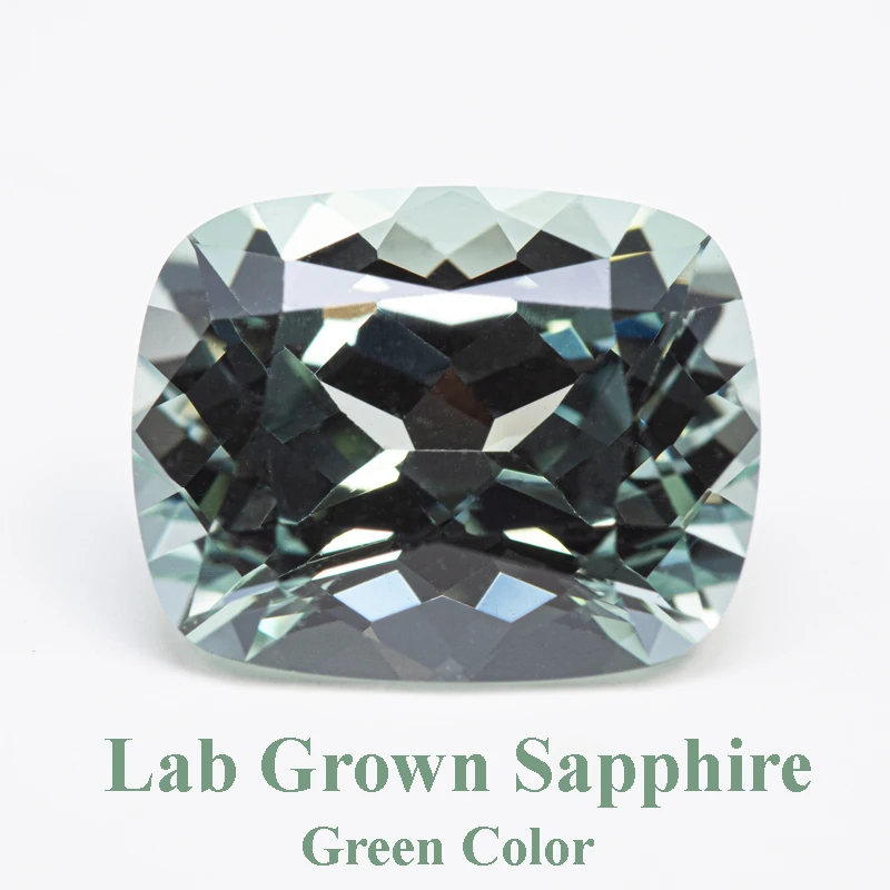 В лаборатории выращенный сапфир прямоугольной формы подушки зеленый цвет VVS1