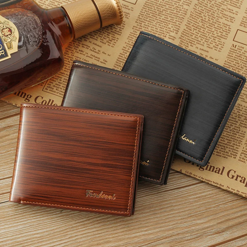 

New Men's Wallet Korean Version Short Glossy Wallet Fashion Loose-leaf Soft Leather Dollar Wallet Carteira Masculina Wholesale