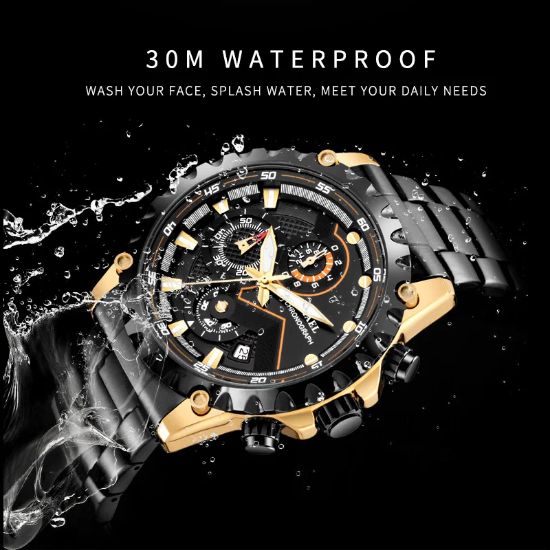 SMAEL Watch recreational men's steel band leisure business 9006 Waterproof night light dial quartz core Men Relogio Masculino | Наручные