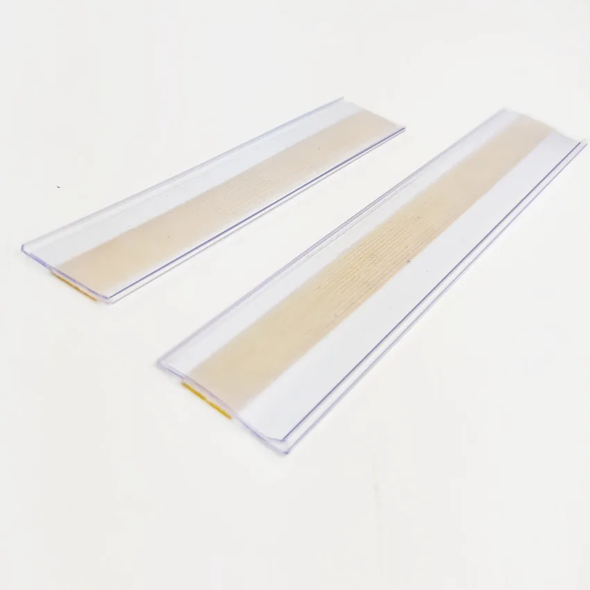 H3cm Plastic Merchandise Price Talker Sign Label Display Data Strips PVC Clip Holder on Shelf Rack with Adhesive Tape 100pcs