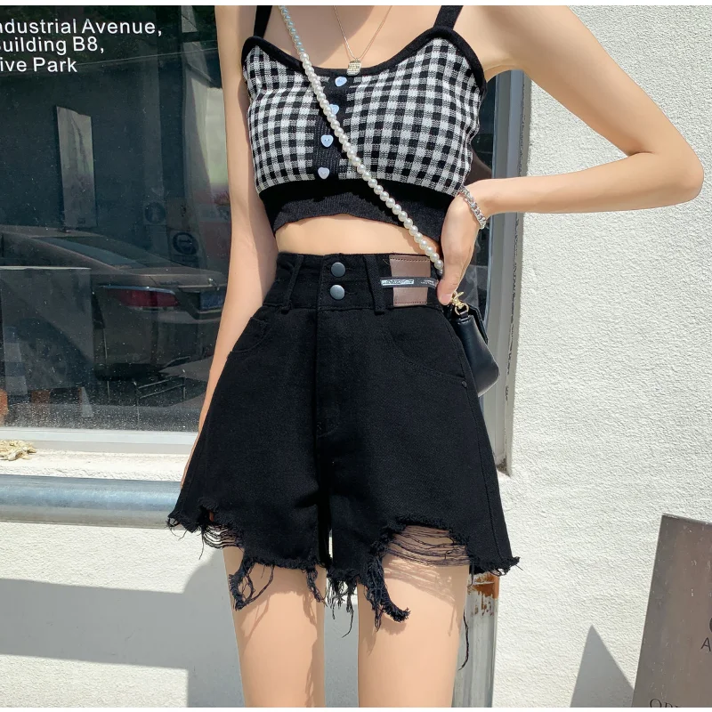 WTEMPO High Waist Denim Shorts Women Summer Loose Sexy Y2K Women Shorts Fashion StreetWear Casual Shorts Jean Shorts