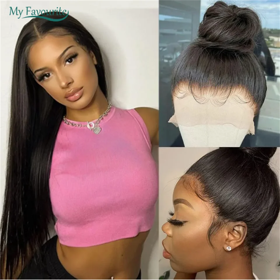 4x4 Lace Frontal Wig Straight Human Hair Wigs Preplucked And HD Transparent Invisible Lace 30 Inches Free Part Natural Color