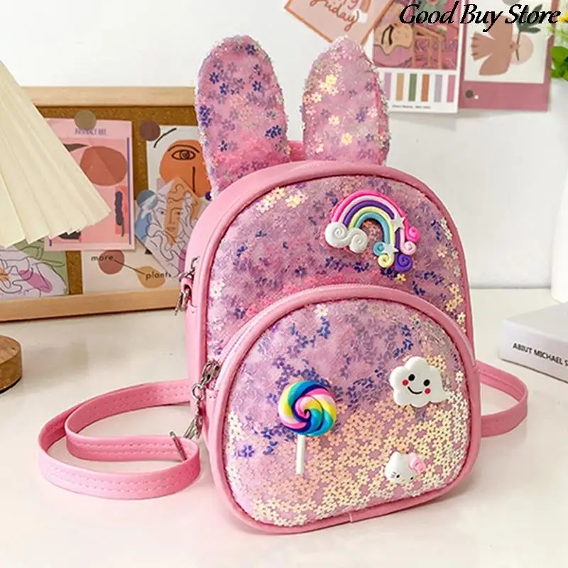 Children's Bling Sequins School Bags Cat Ears Backpack Student Girls Party Schoolbags Fashion Lovely Purse Mini Bunny Mochila
