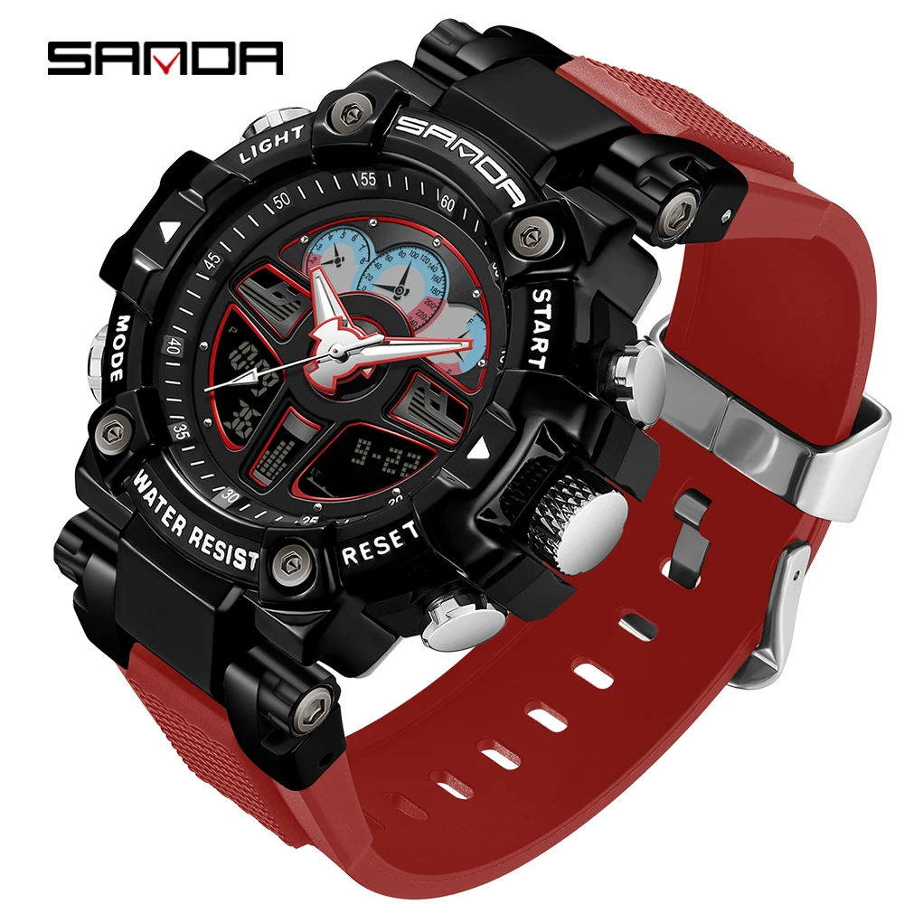 

SANDA 2023 Sports Military Men's Watches Luxury Digital Watch 50M Waterproof Quartz Wristwatch for Male Relogios Masculino 3156