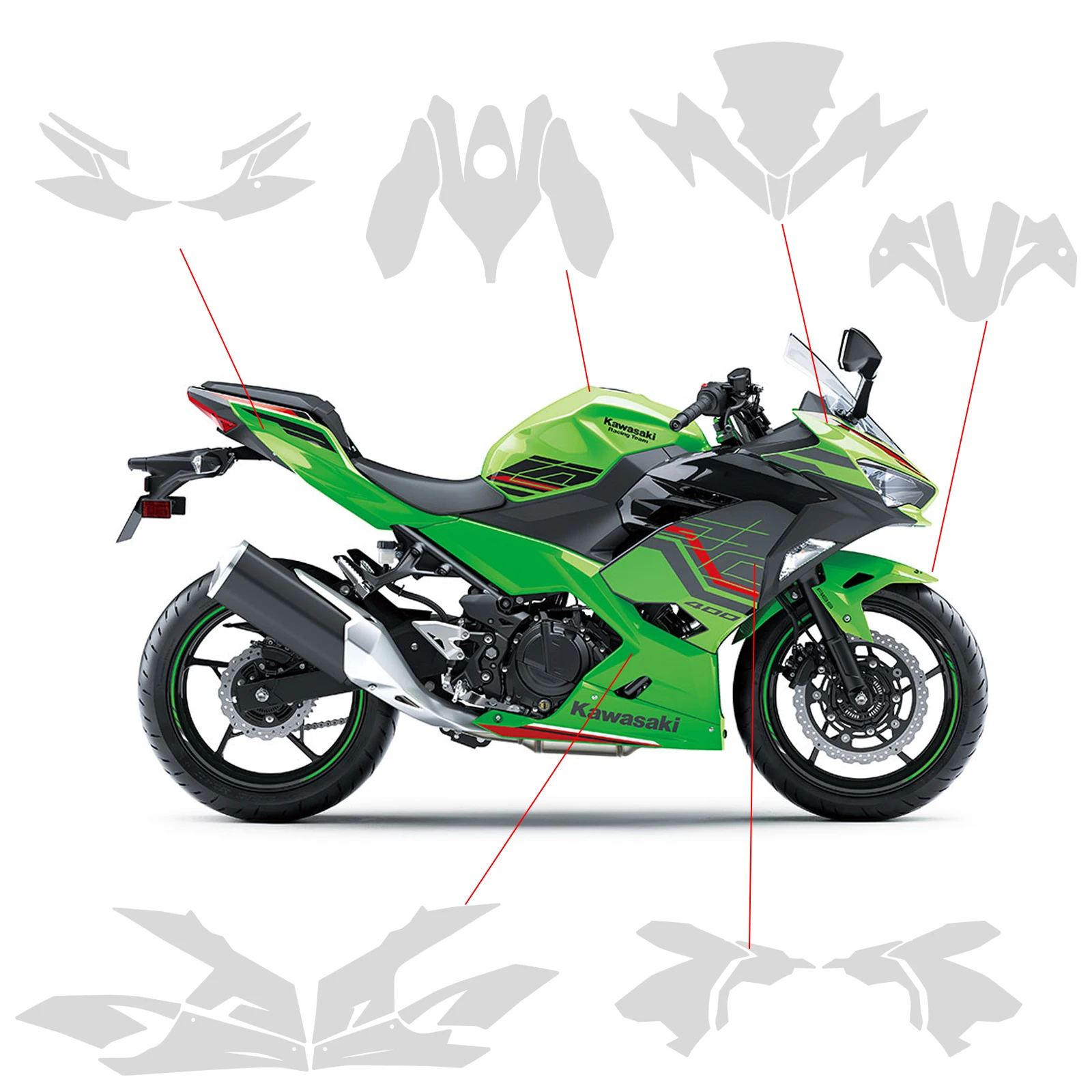 Прозрачная пленка PPF для мотоцикла ниндзя 400 против царапин Kawasaki NINJA ТПУ