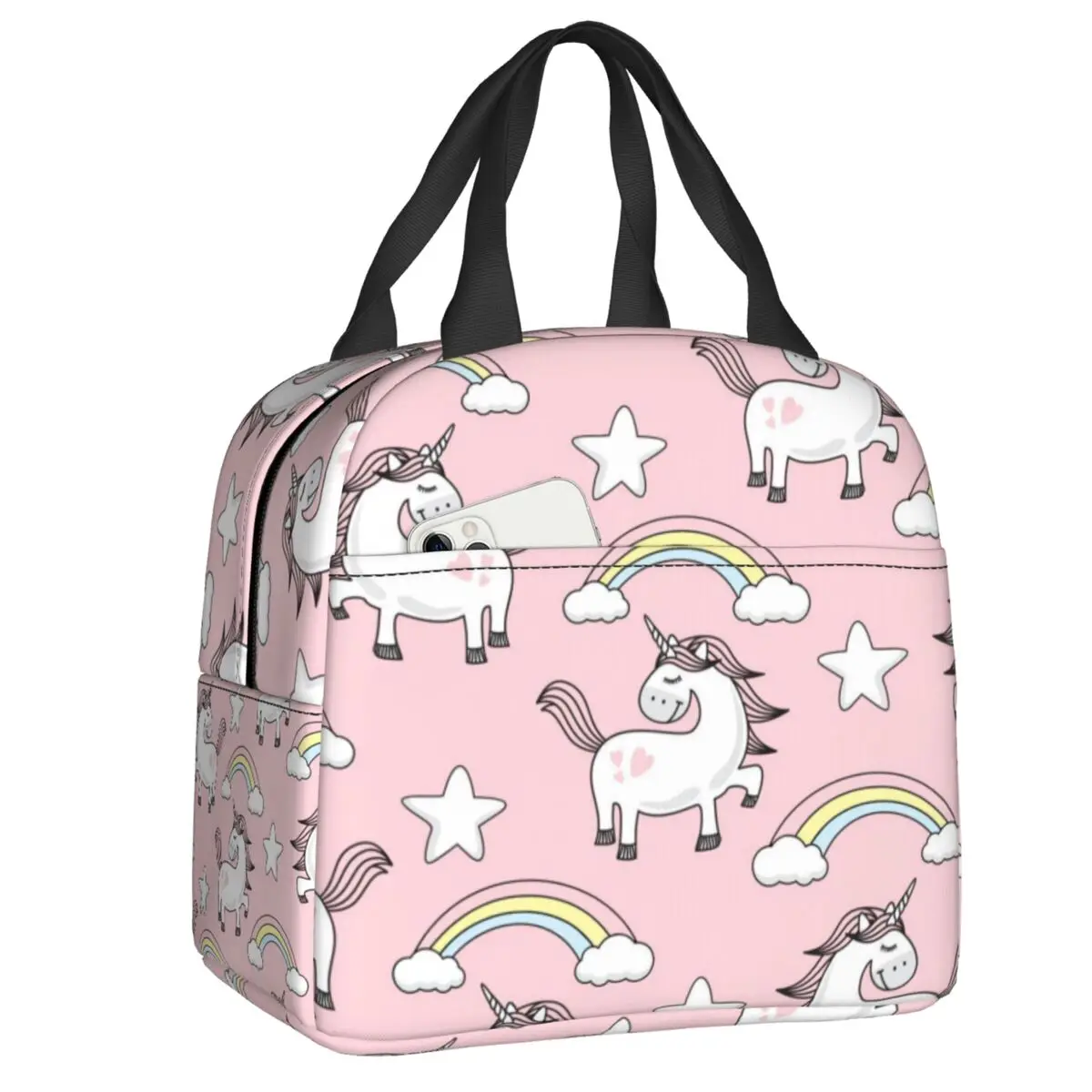 

Pink Baby Unicorn Doodle Lunch Box Women Multifunction Kawaii Cartoon Cooler Thermal Food Insulated Lunch Bag Office Work