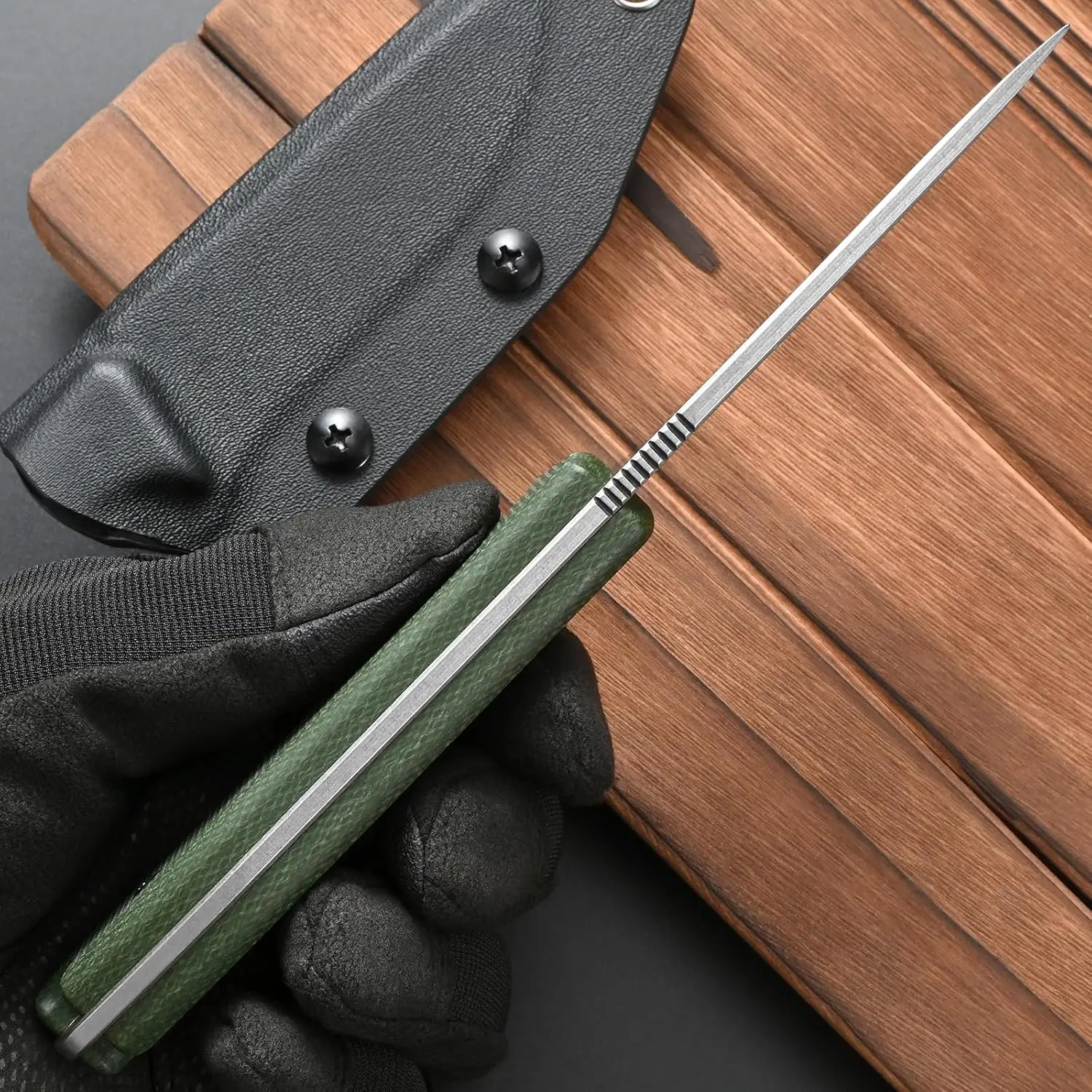 Фото Нож Eafengrow FF114 с фиксированным клинком из стали 14C28N, рукоять из микарты, цельнометаллический, для активного отдыха, кемпинга, работы и выживания №5