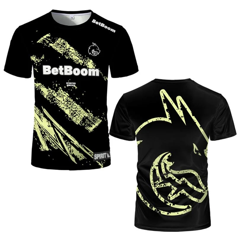 Фото 2025 Новая футболка Team Spirit Jersey Game ESports Game Uniform Футболки Top Player Donk Футболка Спортивная футболка для соревнований Футболка с индивидуальным именем №1