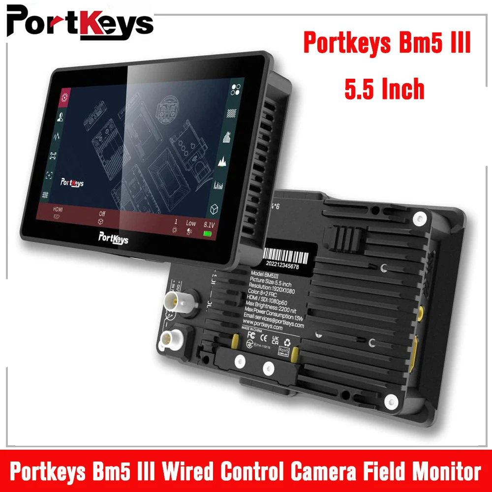 

Портативный студийный монитор Portkeys BM5 III, 5,5 дюйма, 2200nit