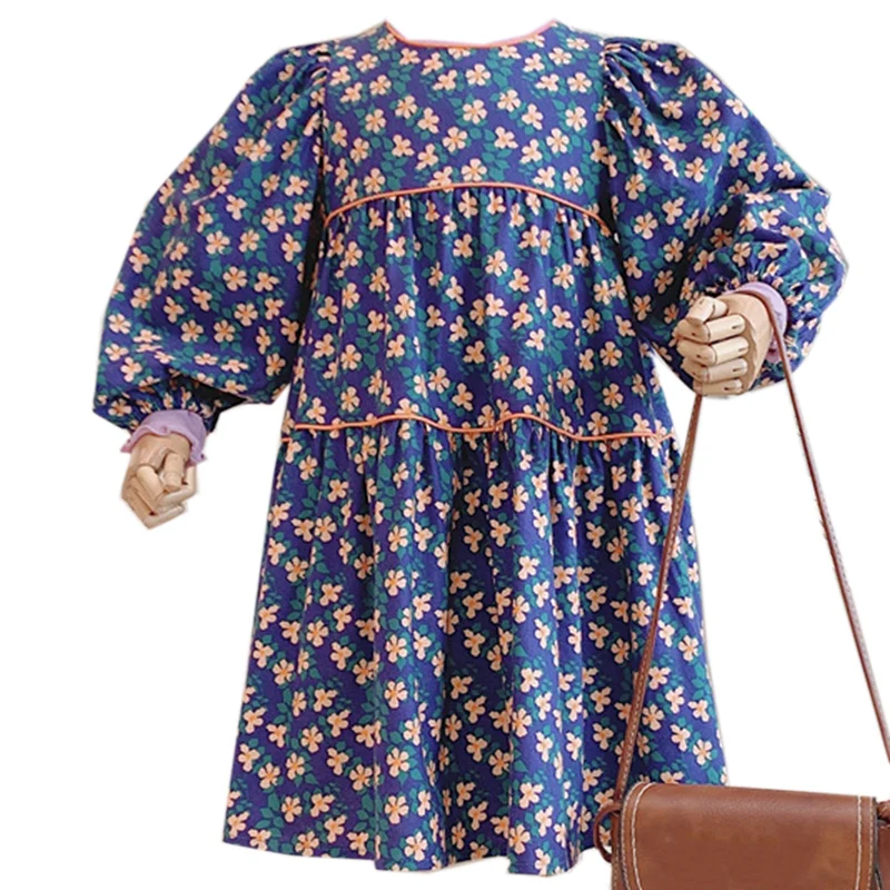 

2022 г. Весеннее платье с цветочным рисунком и длинными рукавами детский костюм Одежда для девочек, платье для девочек, детская одежда для От 3 ...