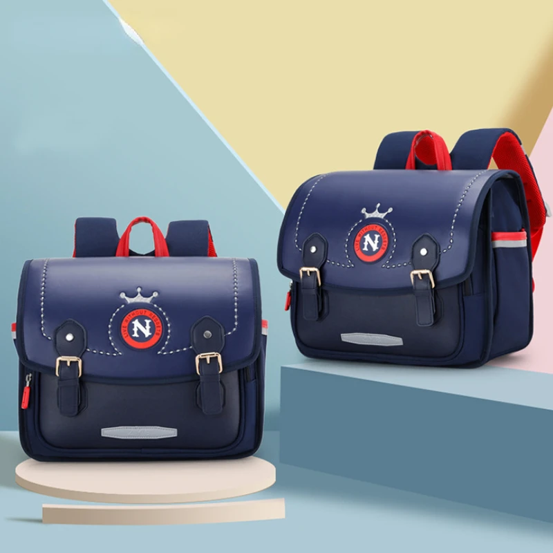 British Style Horizontal Children High-capacity Backpacks New Girl Boy Grades 1-6 Student Primary School Bags Kid Simple Mochila