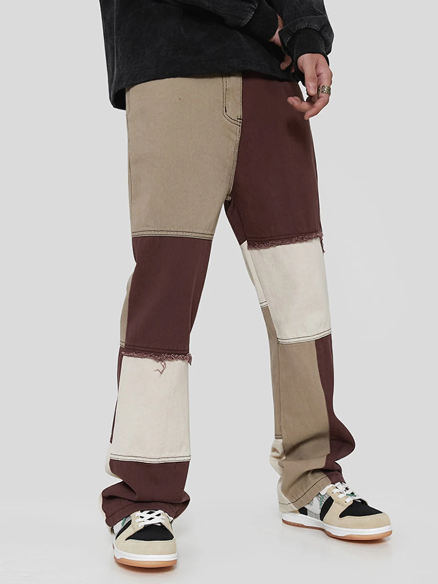 Four Seasons Men's Jeans Casual Slim Stitching Hip Hop Men's Loose Jeans Men's Fashion Trend Pants Streetwear Ins Hot Sale JEANS