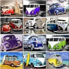 Алмазная мозаика 5D сделай сам, картина с рисунком мультяшного автомобиля, полноцветная, квадратная и круглая, для алмазной вышивки крестиком