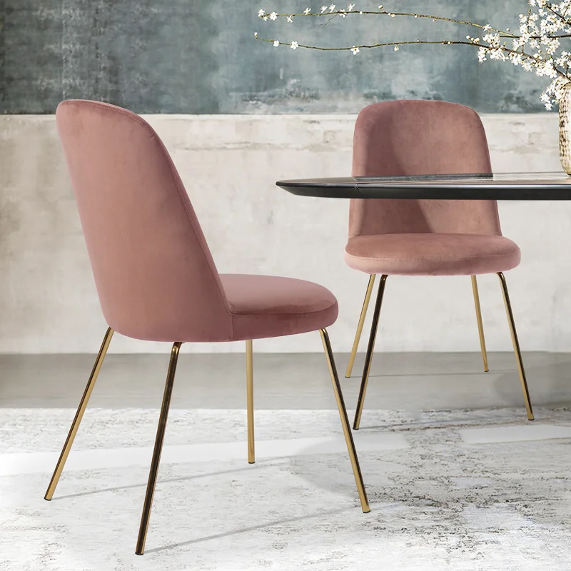 

Modern Upholstered Dining Chair Set of 2 with Gold Legs - Rose Rose Upholstered [US Stock]
