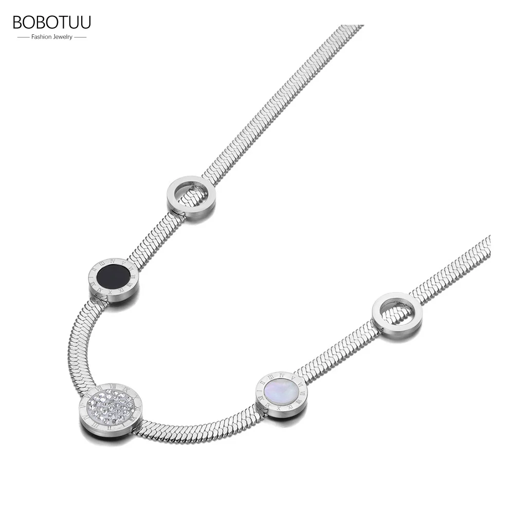 BOBOTUU оригинальный дизайн из нержавеющей стали с римскими цифрами ожерелье в