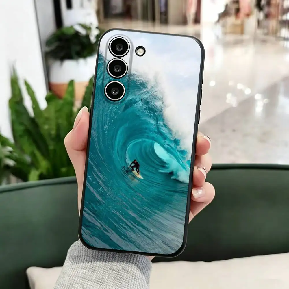 Фото Мягкий черный чехол для телефона S-Surf Beach R-Rips C-Curls для Samsung Galaxy A 73,72,51,53,52,71,22,5G,Note,J7,8,9 №3