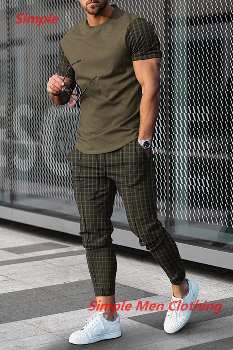 New Summer Men tshirt Sets Tracksuit 3D Printed 2 Piece Outfits Short Sleeve Fashion T-shirt Long Pants Set Men Clothing