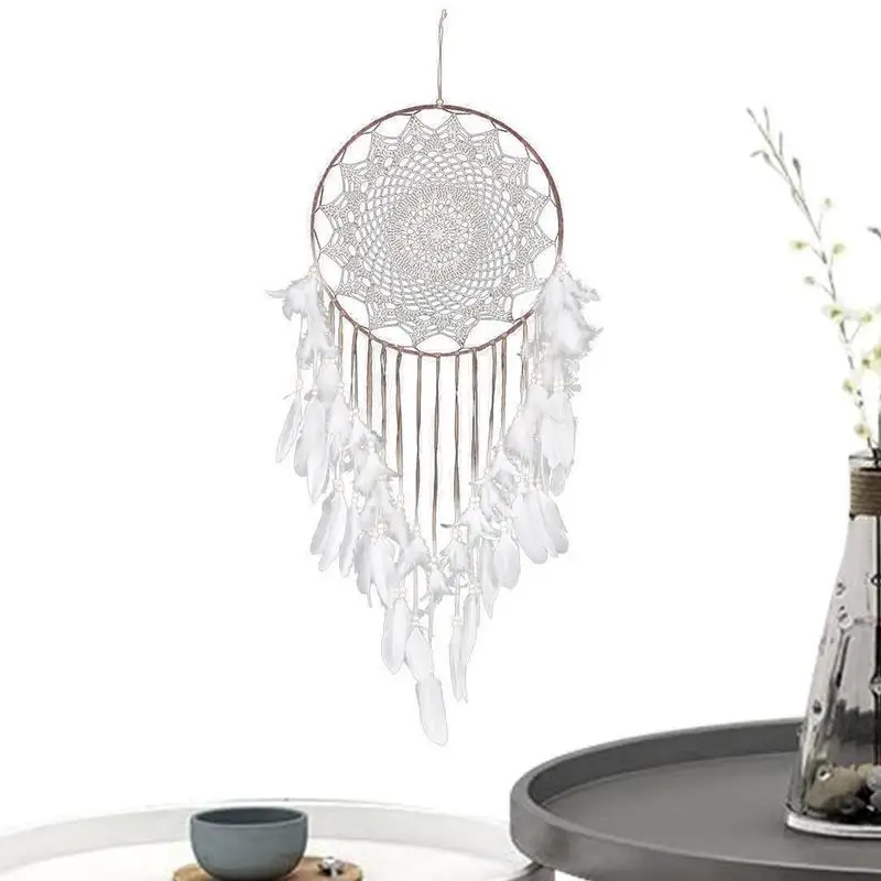 

Handmade Feather Dream Catchers 40cm Dream Catcher Lace Innovative Hanging Outdoor Wedding Decorations Bedroom Home Decoration